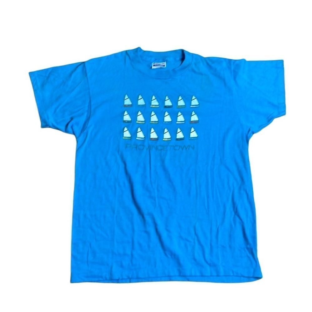 70s Vintage Provincetown Sailing Tshirt Blue Large Single Stitch Boston P-town